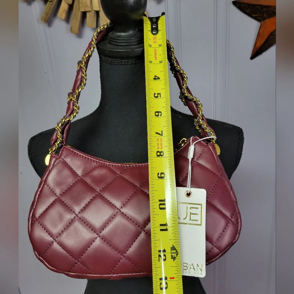 Urban expressions quilted shoulder bag gold tone metal-wine - Picture 2 of 12